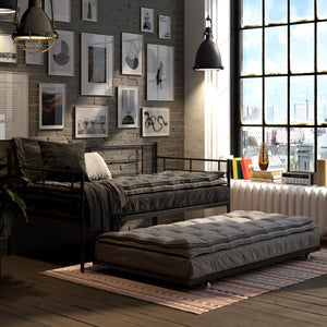 RealRooms Praxis Metal Daybed with Trundle - Black - Twin