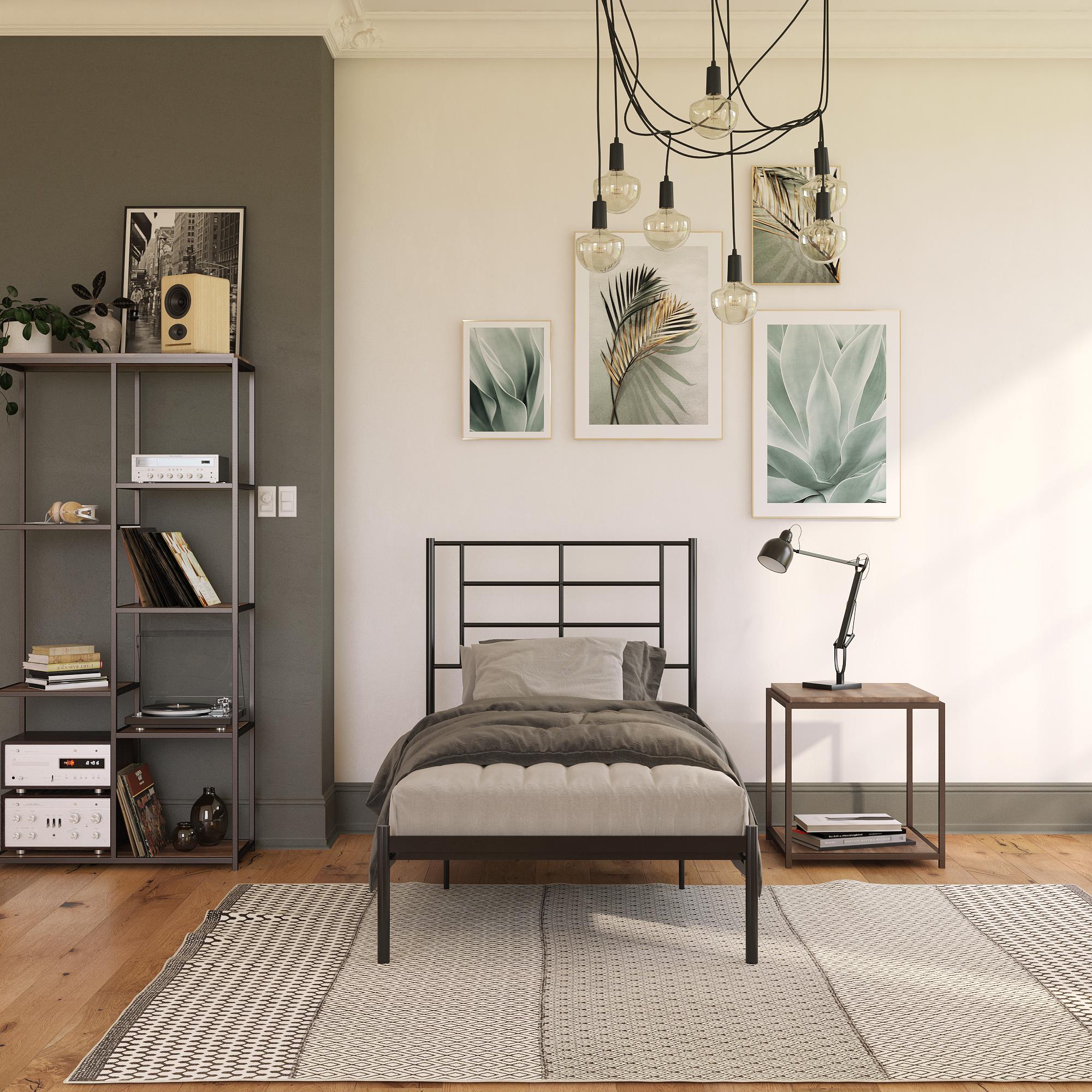 RealRooms Praxis Metal Bed - Black - Twin