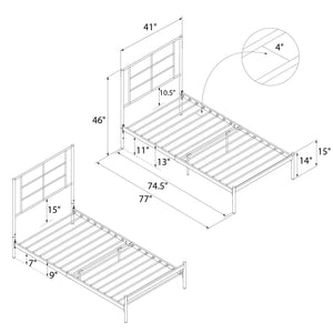 RealRooms Praxis Metal Bed - Black - Twin