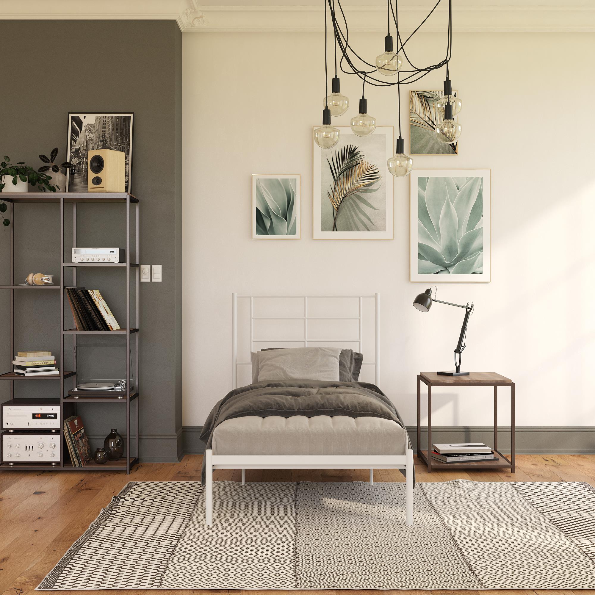 RealRooms Praxis Metal Bed - White - Twin