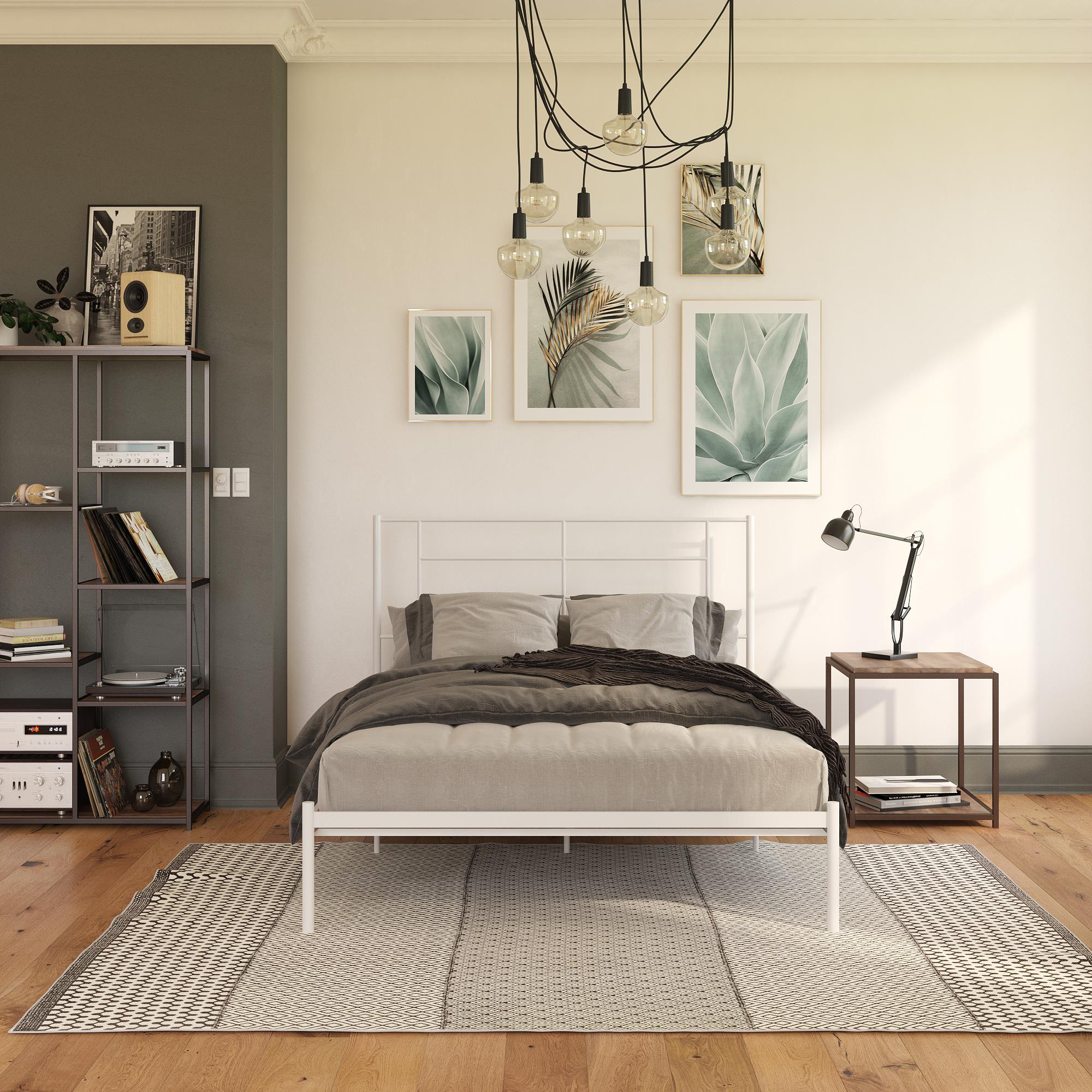 RealRooms Praxis Metal Bed - White - Full