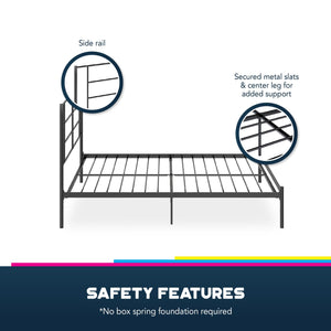 RealRooms Praxis Metal Bed - Black - Queen