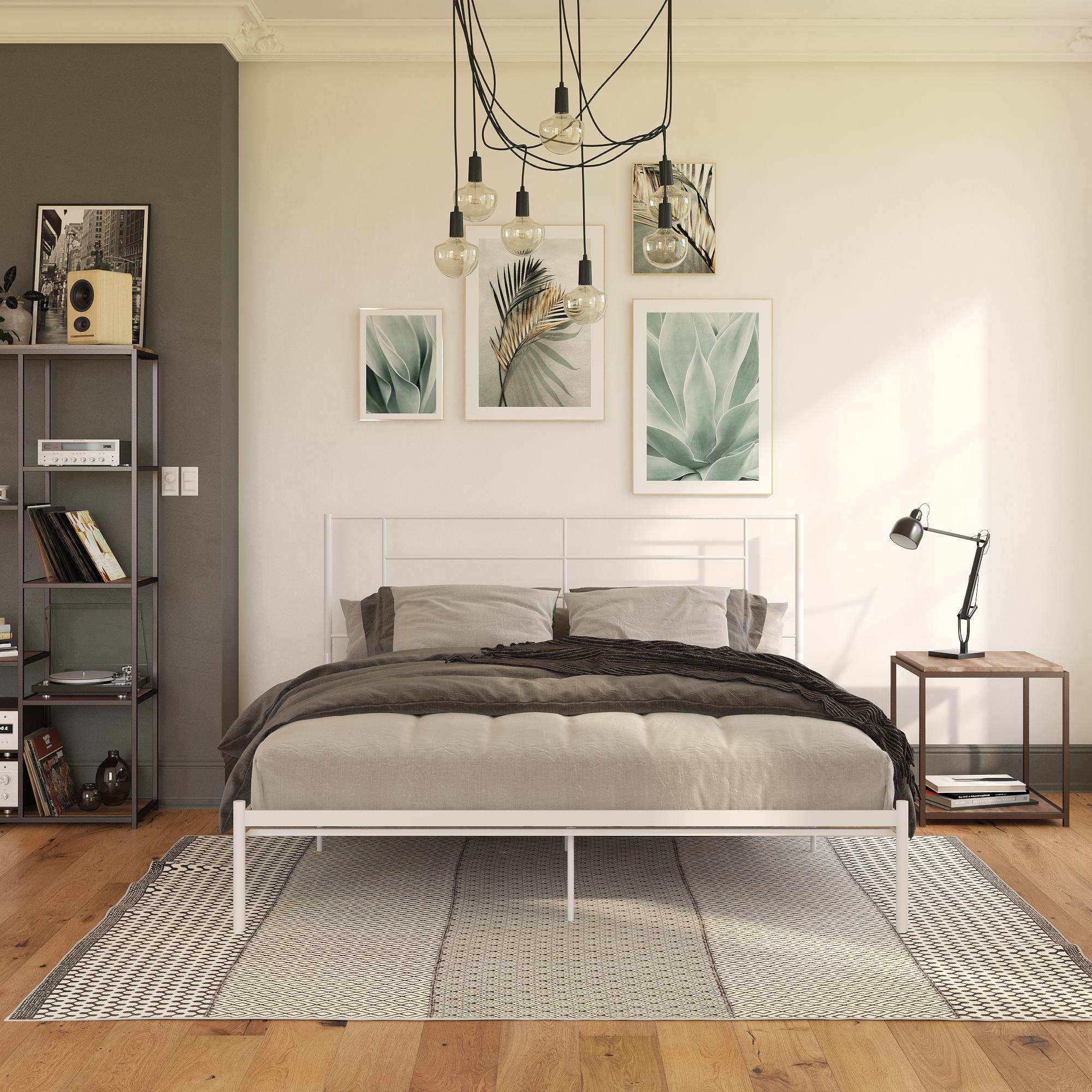 RealRooms Praxis Metal Bed - White - King