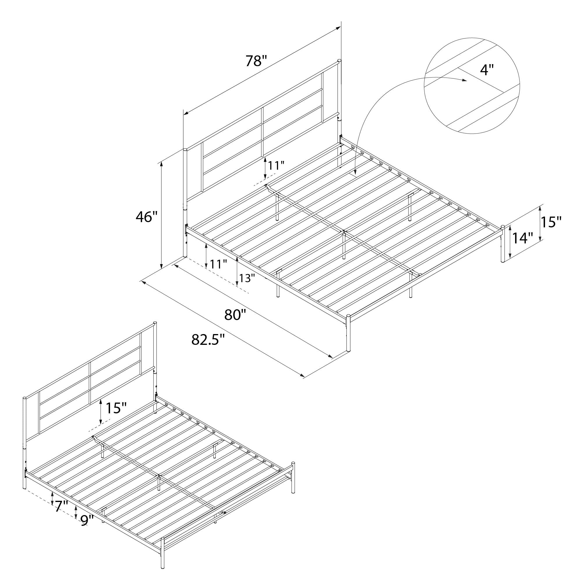 RealRooms Praxis Metal Bed - White - King