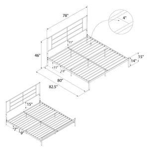 RealRooms Praxis Metal Bed - White - King