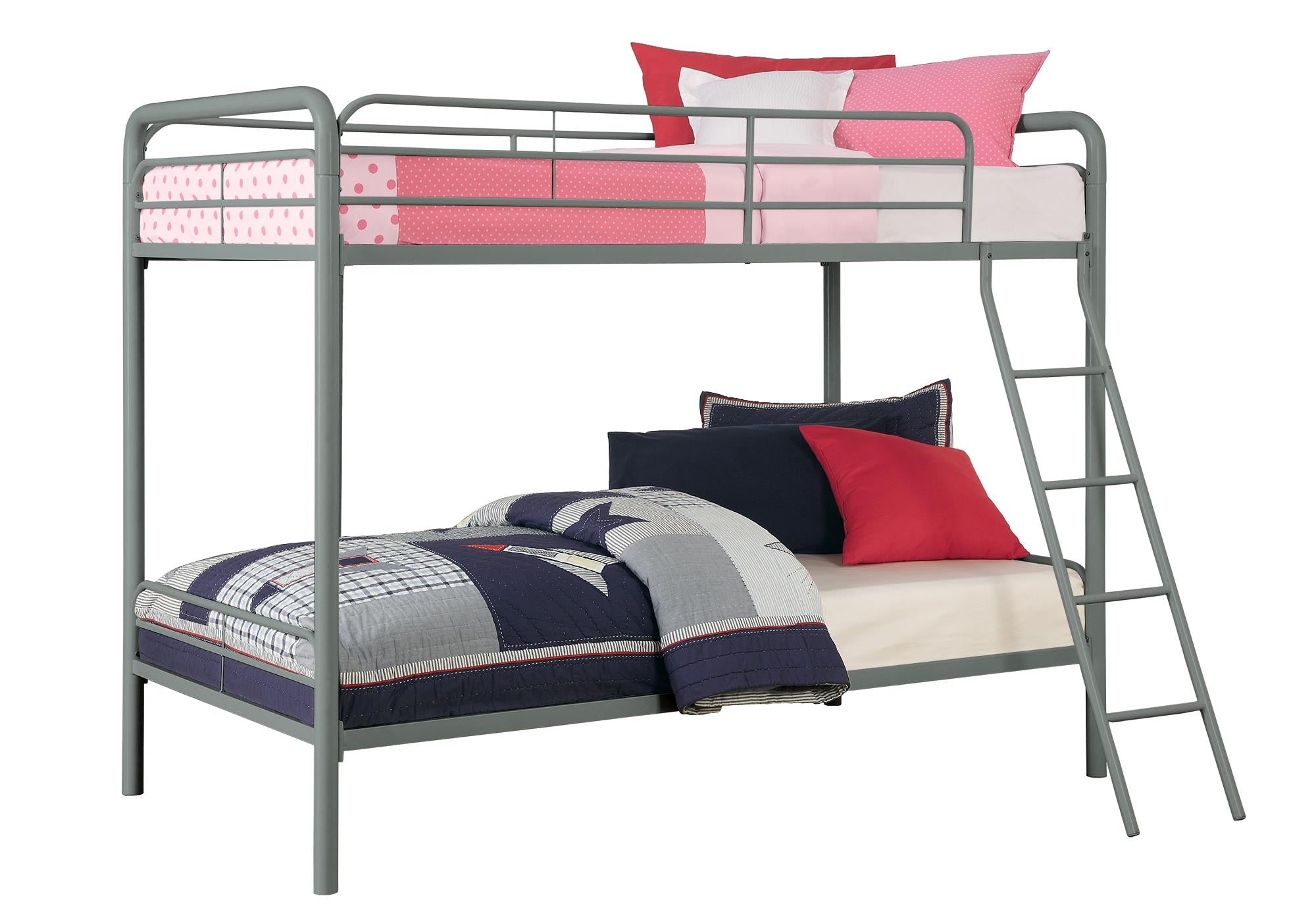 DHP Dusty Kids' Bunk Bed - Silver - Twin-Over-Twin