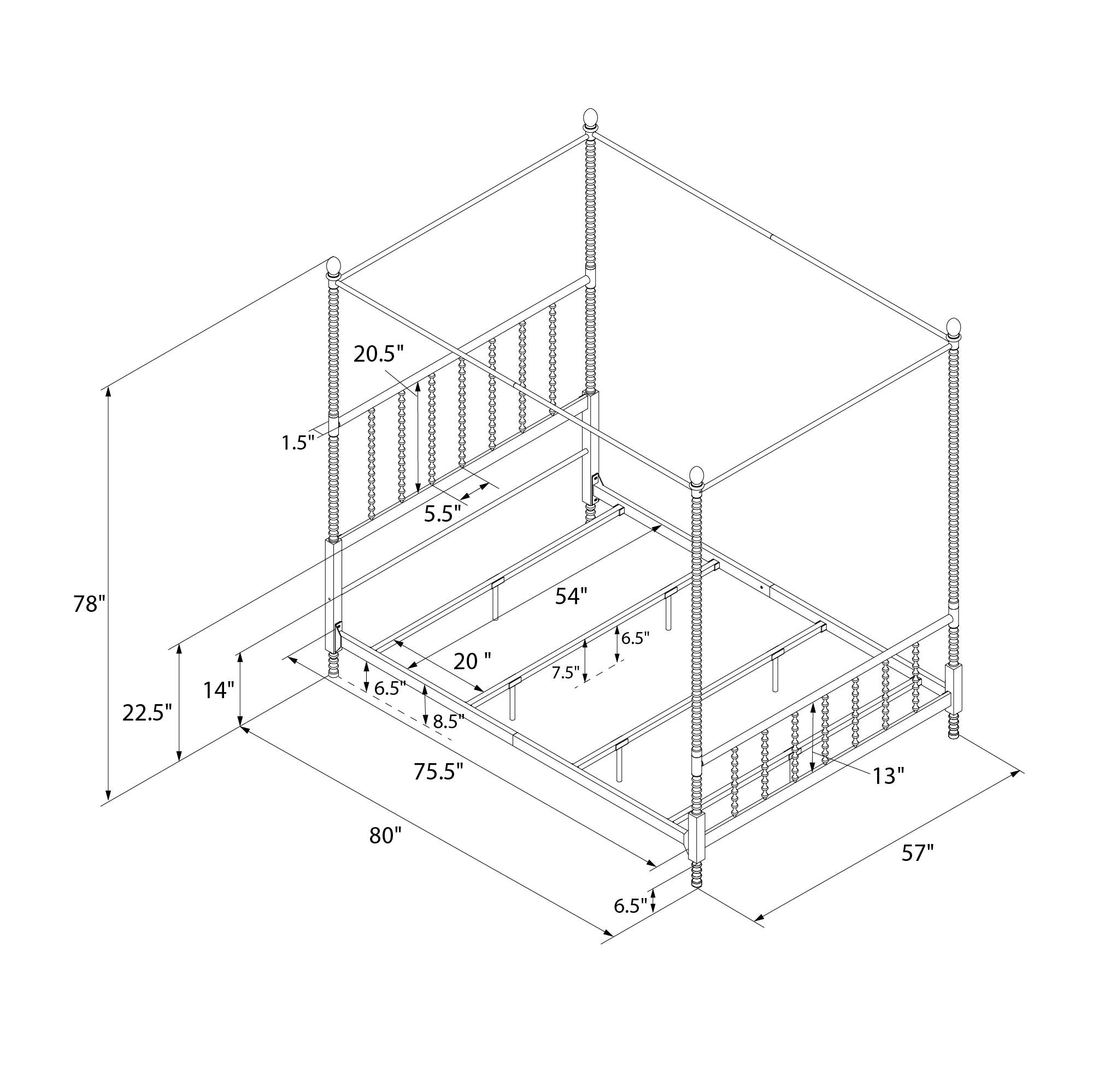 DHP Jenny Lind Metal Canopy Bed Frame - White - Full