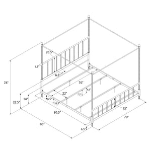 DHP Jenny Lind Metal Canopy Bed Frame - White - King