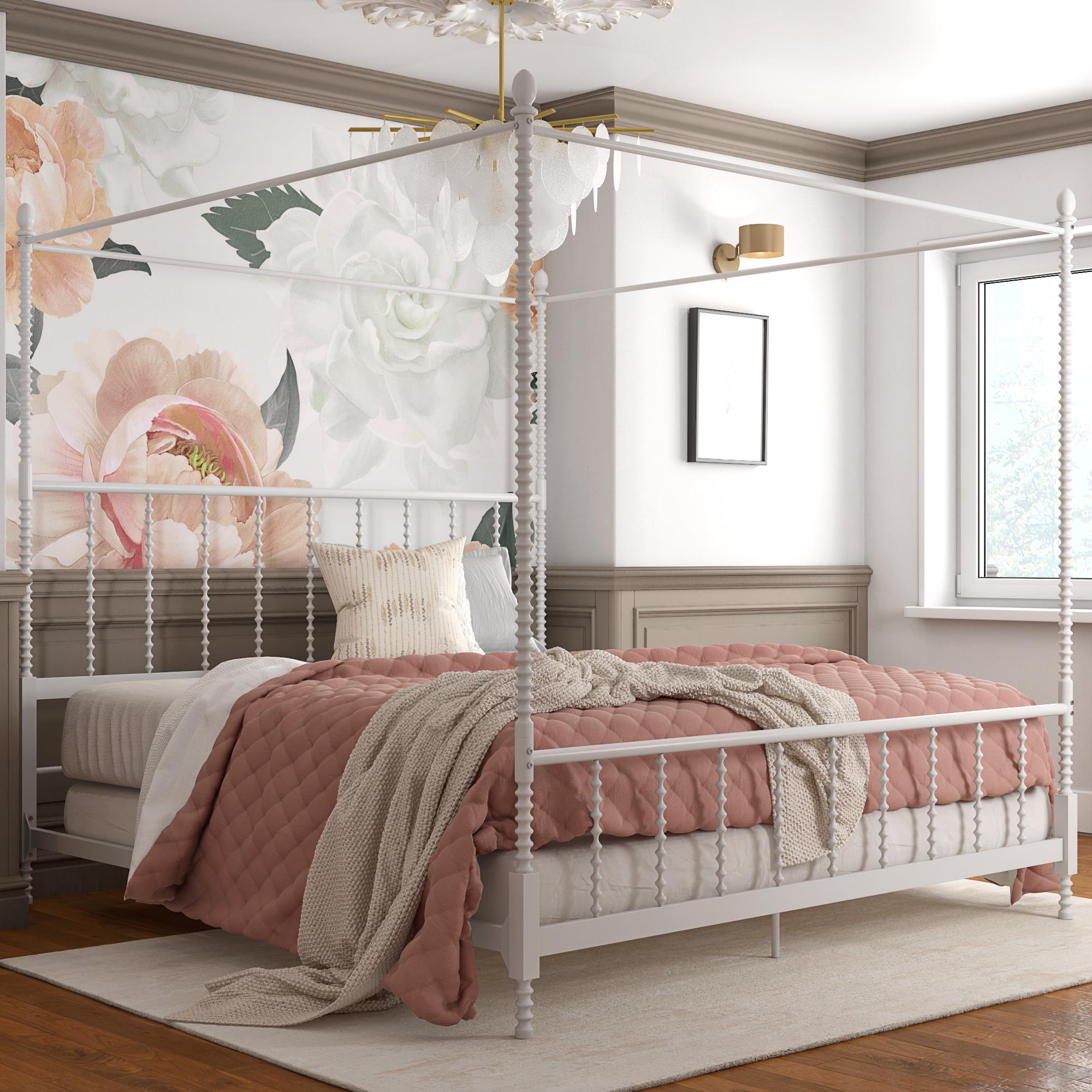 DHP Jenny Lind Metal Canopy Bed Frame - White - King