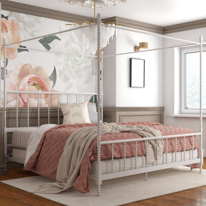 DHP Jenny Lind Metal Canopy Bed Frame - White - King