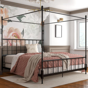 DHP Jenny Lind Metal Canopy Bed Frame - Black - King