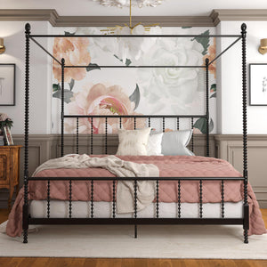 DHP Jenny Lind Metal Canopy Bed Frame - Black - King