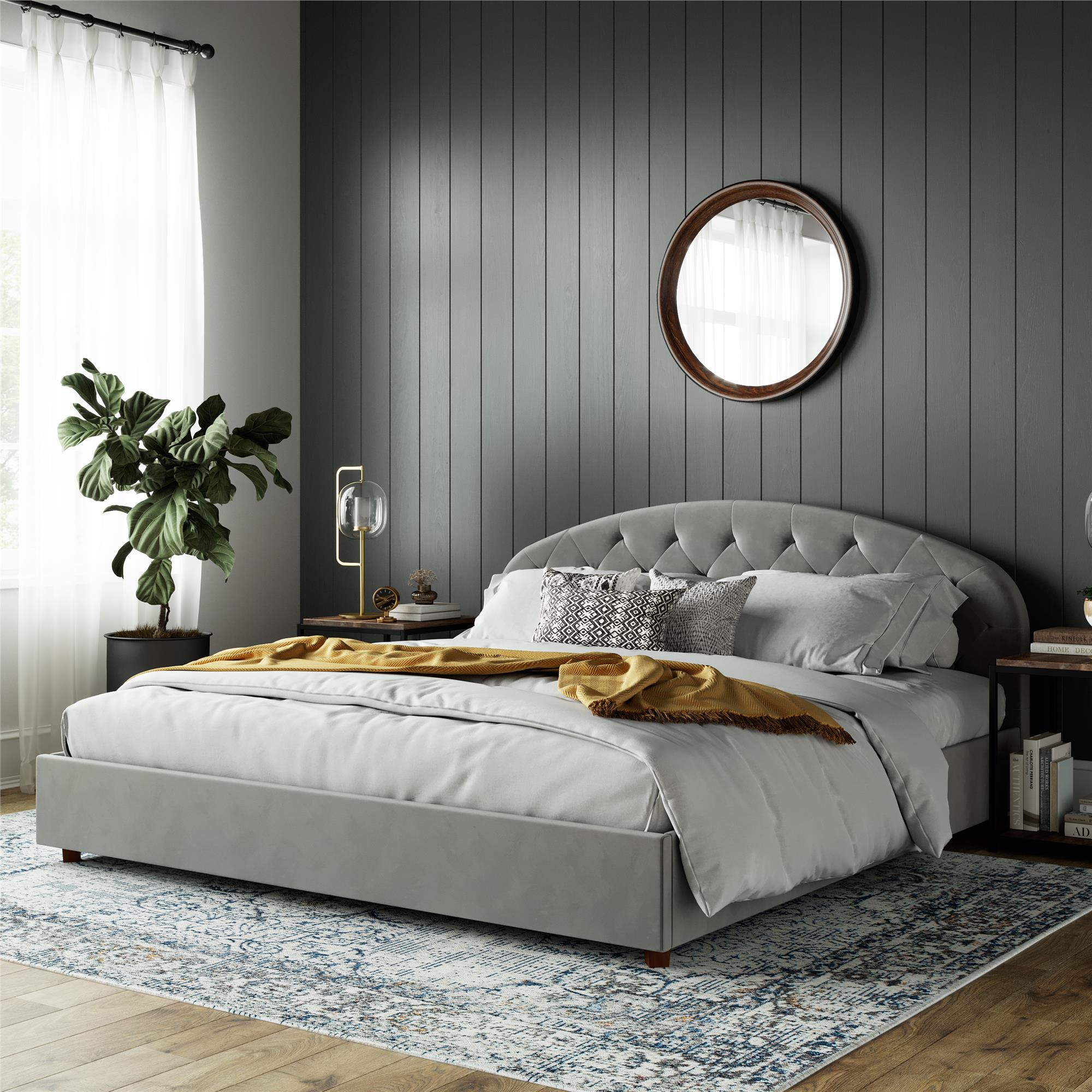 DHP Ilena Upholstered Bed Frame - Light Gray - King