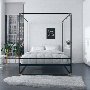 CosmoLiving Celeste Canopy Metal Bed - Black - Queen