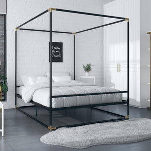 CosmoLiving Celeste Canopy Metal Bed - Black - Queen