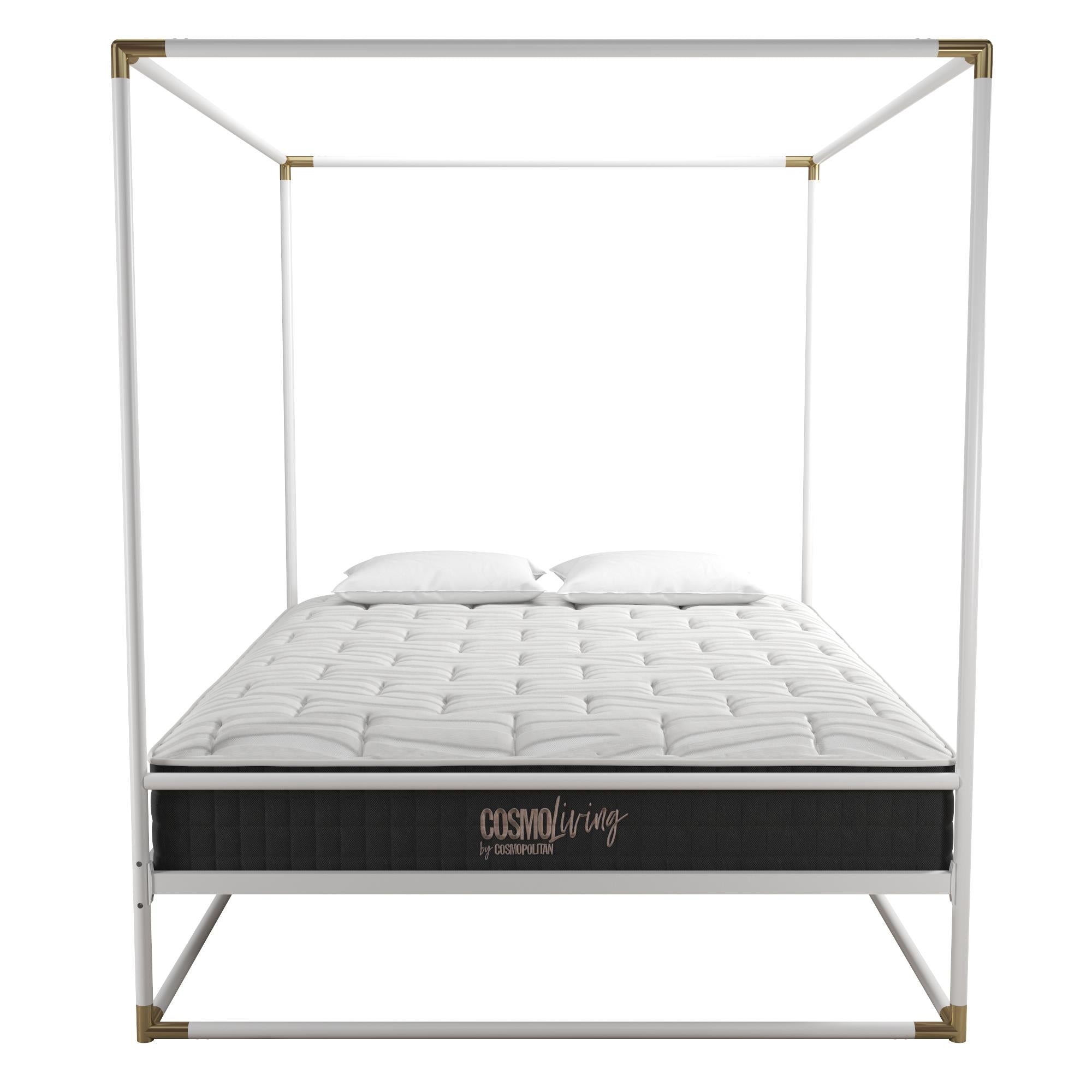CosmoLiving Celeste Canopy Metal Bed - White - Queen