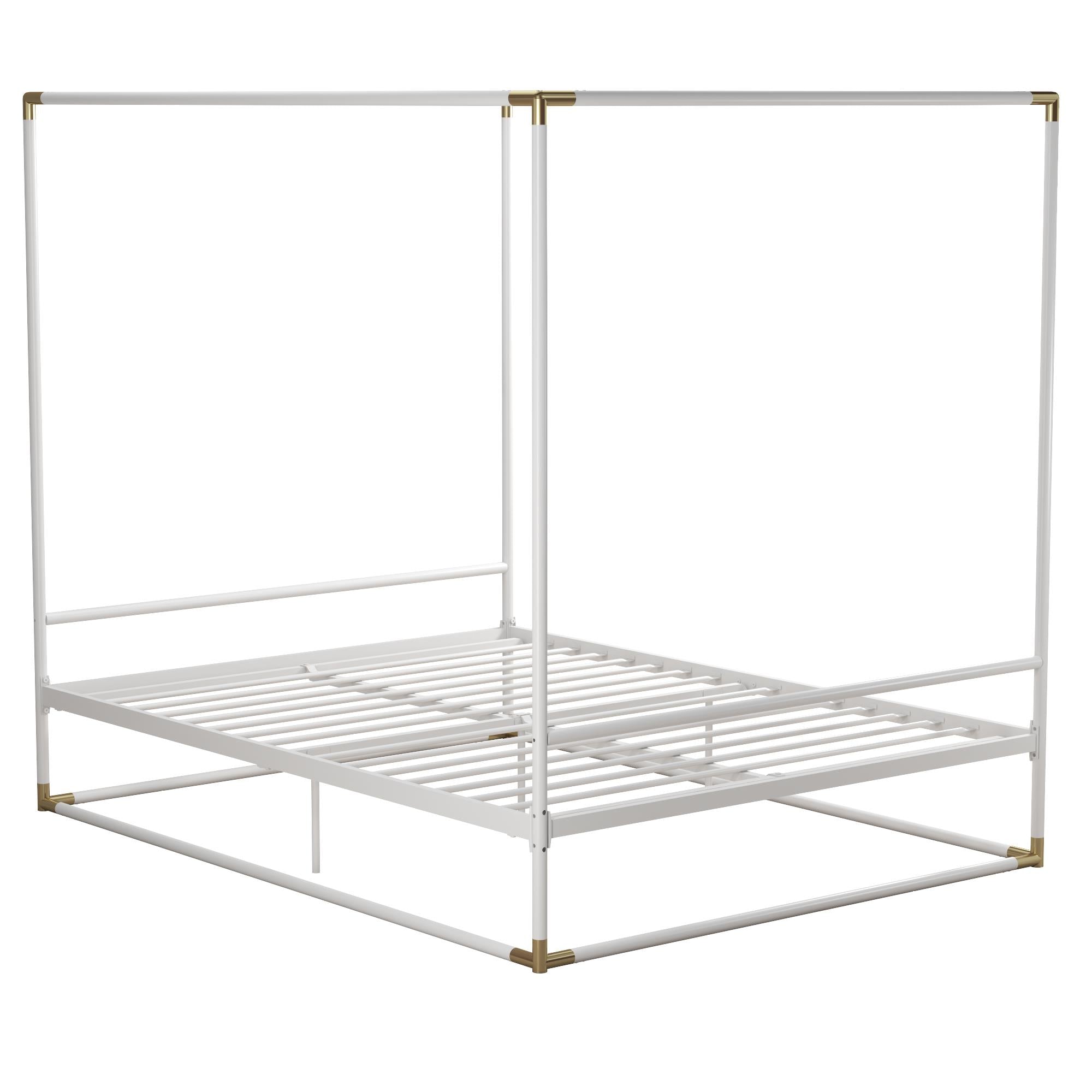 CosmoLiving Celeste Canopy Metal Bed - White - Queen