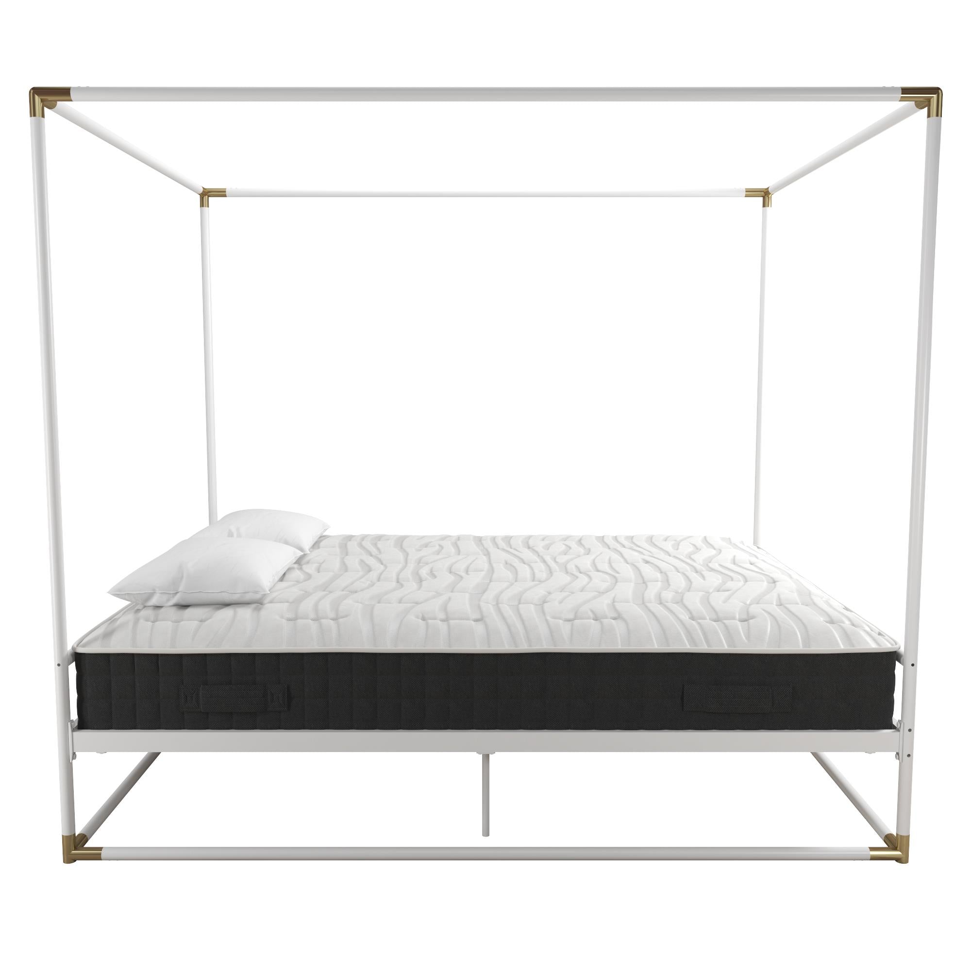 CosmoLiving Celeste Canopy Metal Bed - White - Queen