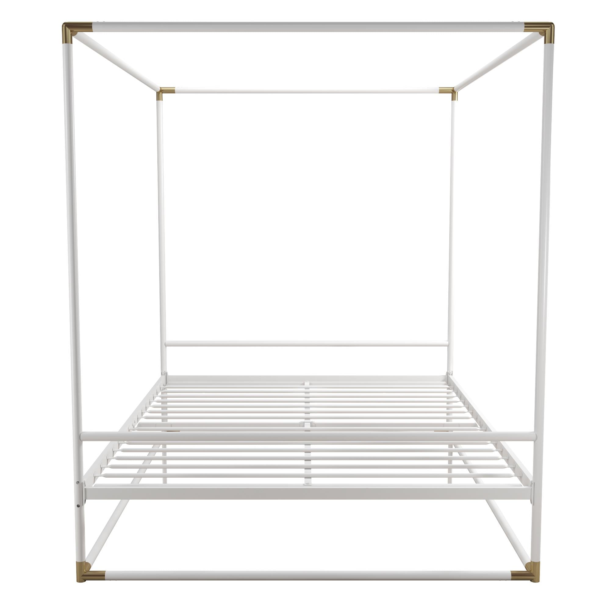 CosmoLiving Celeste Canopy Metal Bed - White - Queen