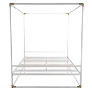 CosmoLiving Celeste Canopy Metal Bed - White - Queen