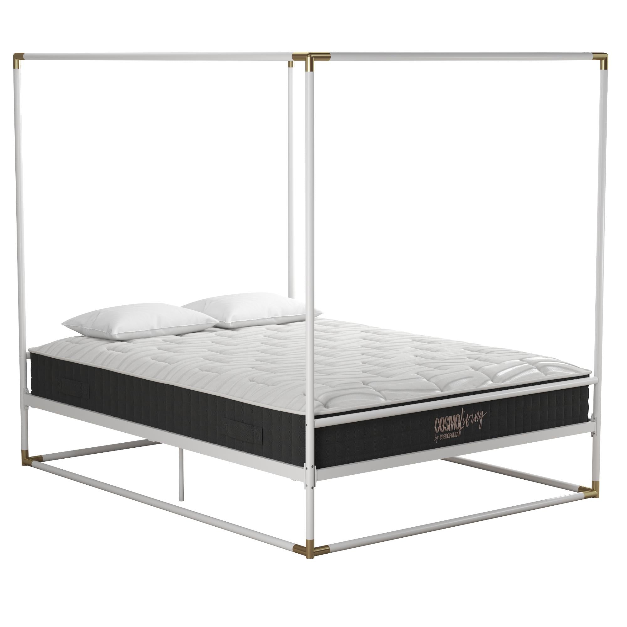 CosmoLiving Celeste Canopy Metal Bed - White - Queen