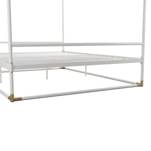 CosmoLiving Celeste Canopy Metal Bed - White - Queen