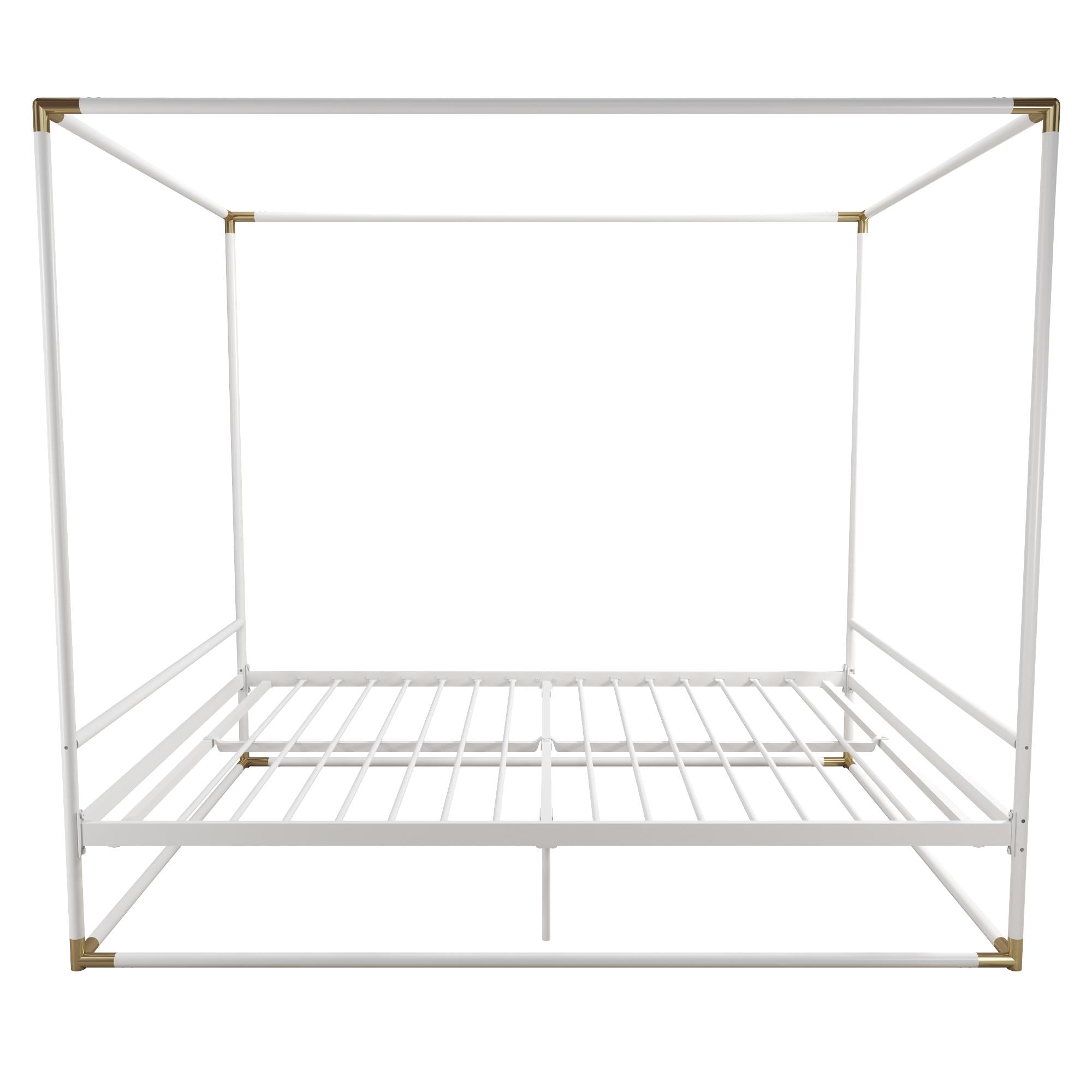 CosmoLiving Celeste Canopy Metal Bed - White - Queen