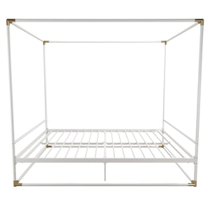 CosmoLiving Celeste Canopy Metal Bed - White - Queen