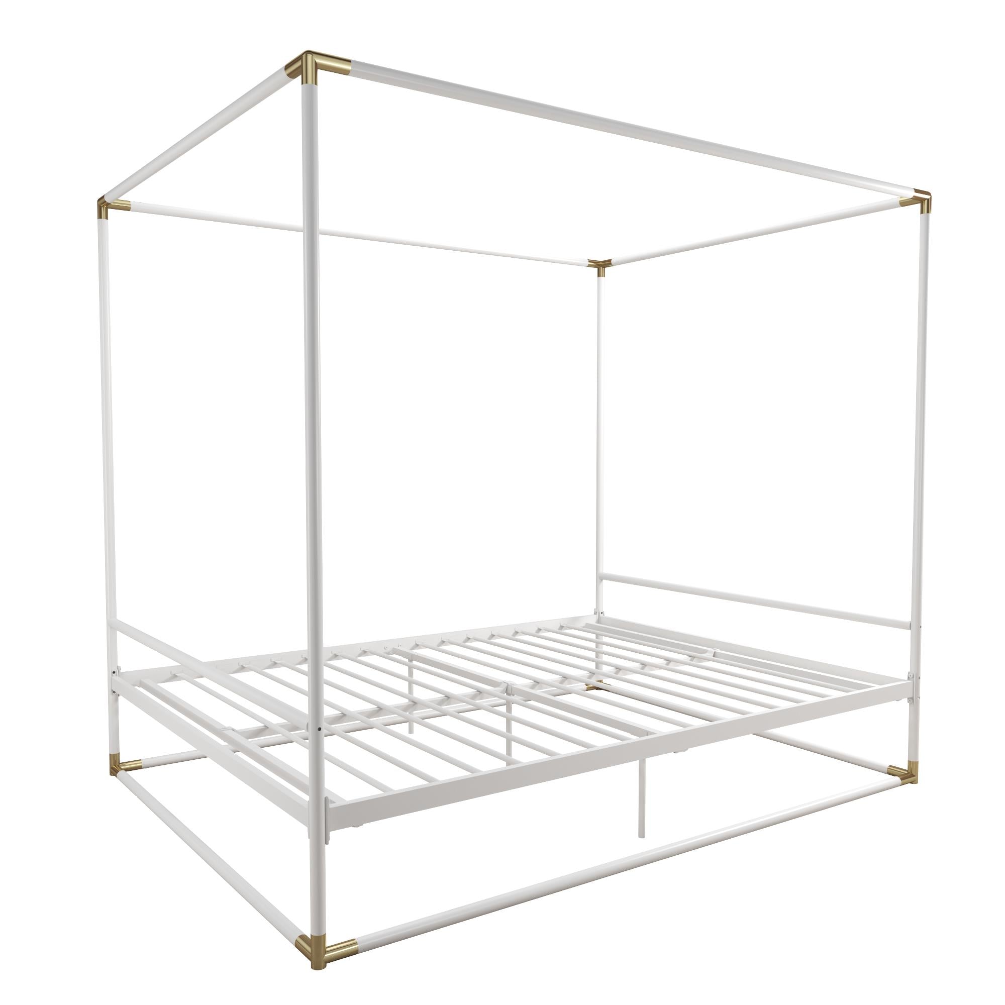 CosmoLiving Celeste Canopy Metal Bed - White - Queen
