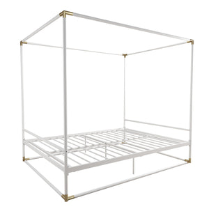 CosmoLiving Celeste Canopy Metal Bed - White - Queen