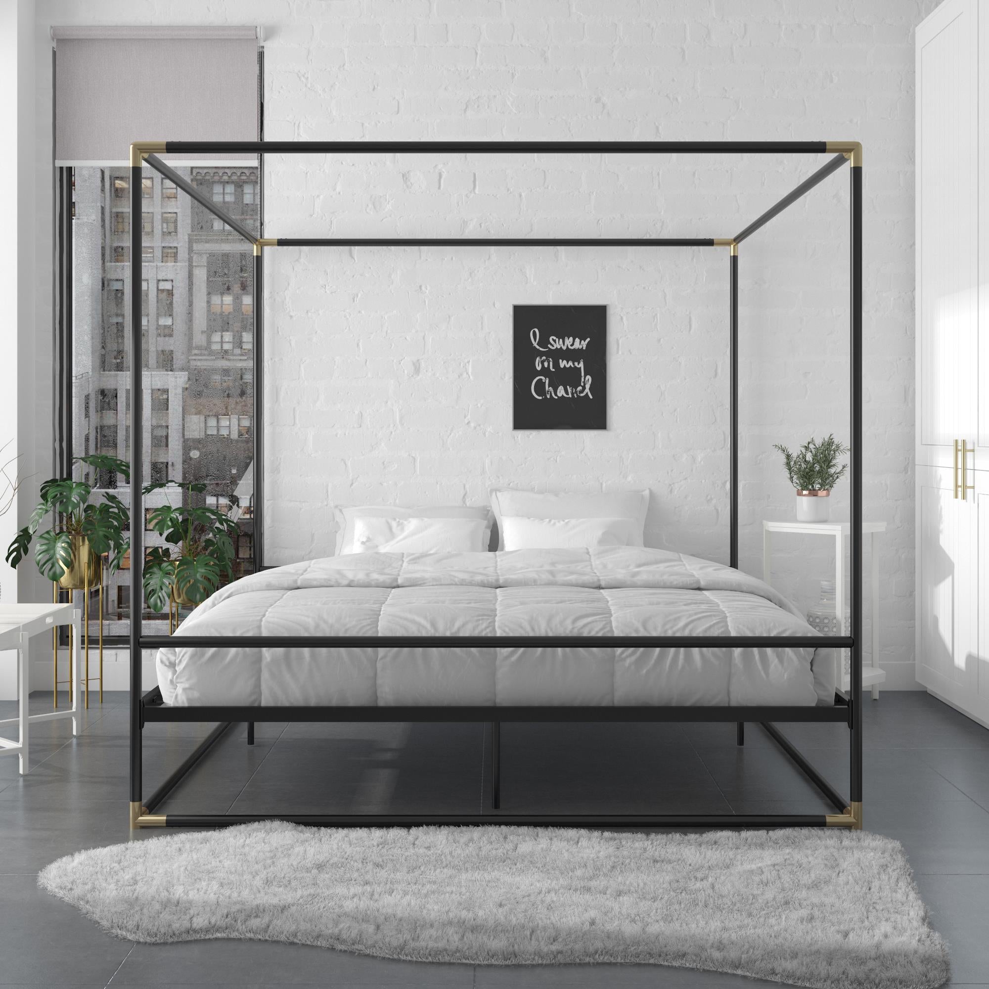 CosmoLiving Celeste Canopy Metal Bed - Black - King