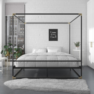 CosmoLiving Celeste Canopy Metal Bed - Black - King