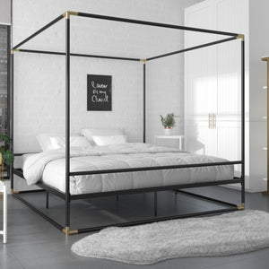 CosmoLiving Celeste Canopy Metal Bed - Black - King