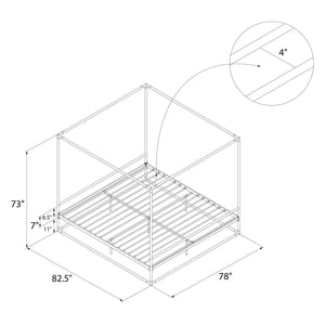 CosmoLiving Celeste Canopy Metal Bed - Black - King
