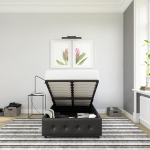 DHP Cambridge Upholstered Bed with Storage - Black - Twin