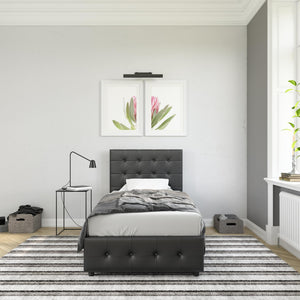 DHP Cambridge Upholstered Bed with Storage - Black - Twin