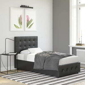 DHP Cambridge Upholstered Bed with Storage - Black - Twin