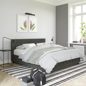 DHP Cambridge Upholstered Bed with Storage - Gray - King