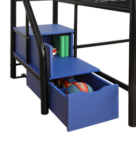 DHP Sol Kids' Low Loft Bed with Storage Steps - Black - Twin