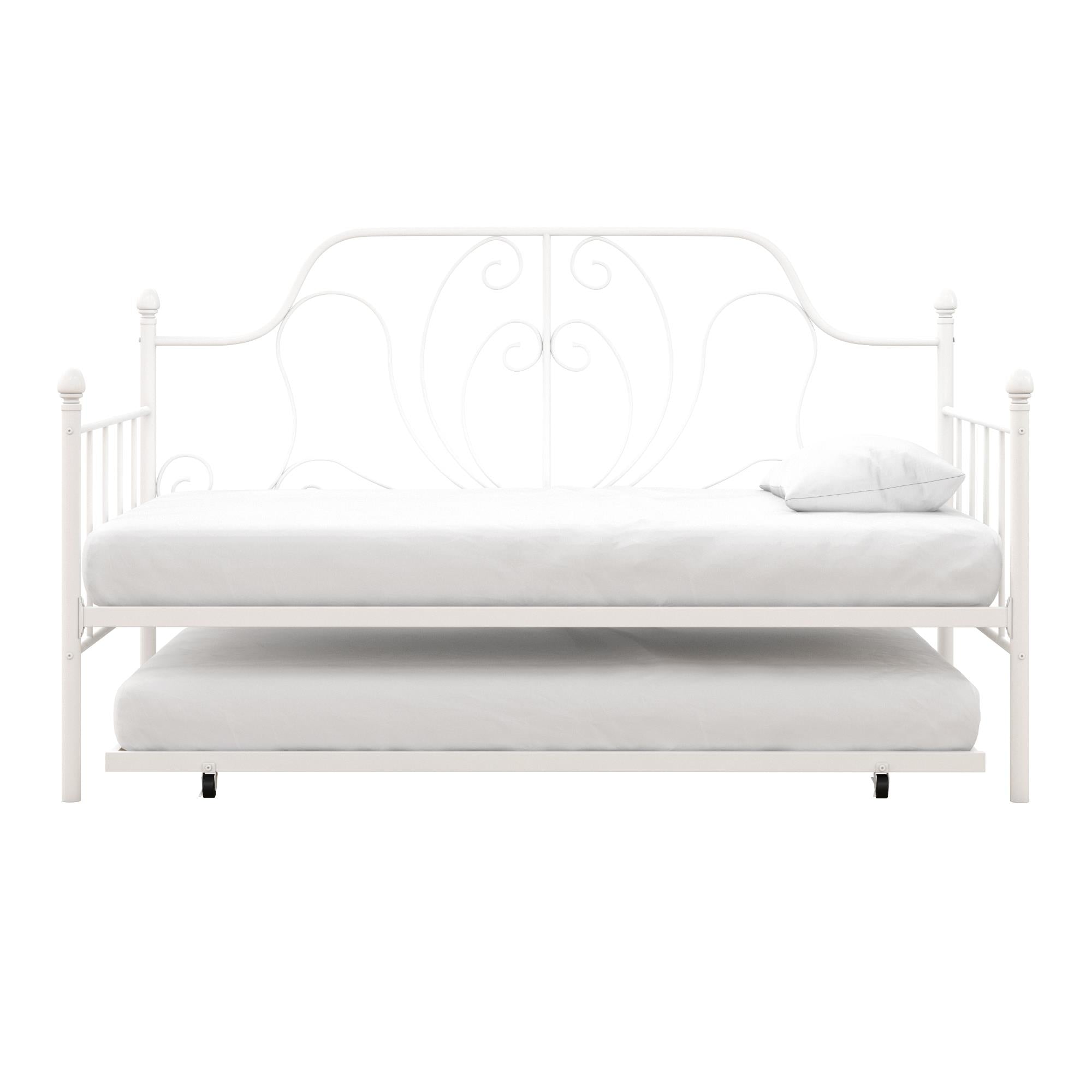 DHP Ivorie Metal Daybed with Trundle - White - Twin