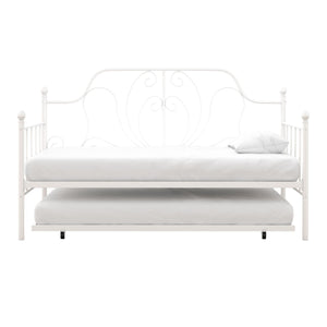 DHP Ivorie Metal Daybed with Trundle - White - Twin