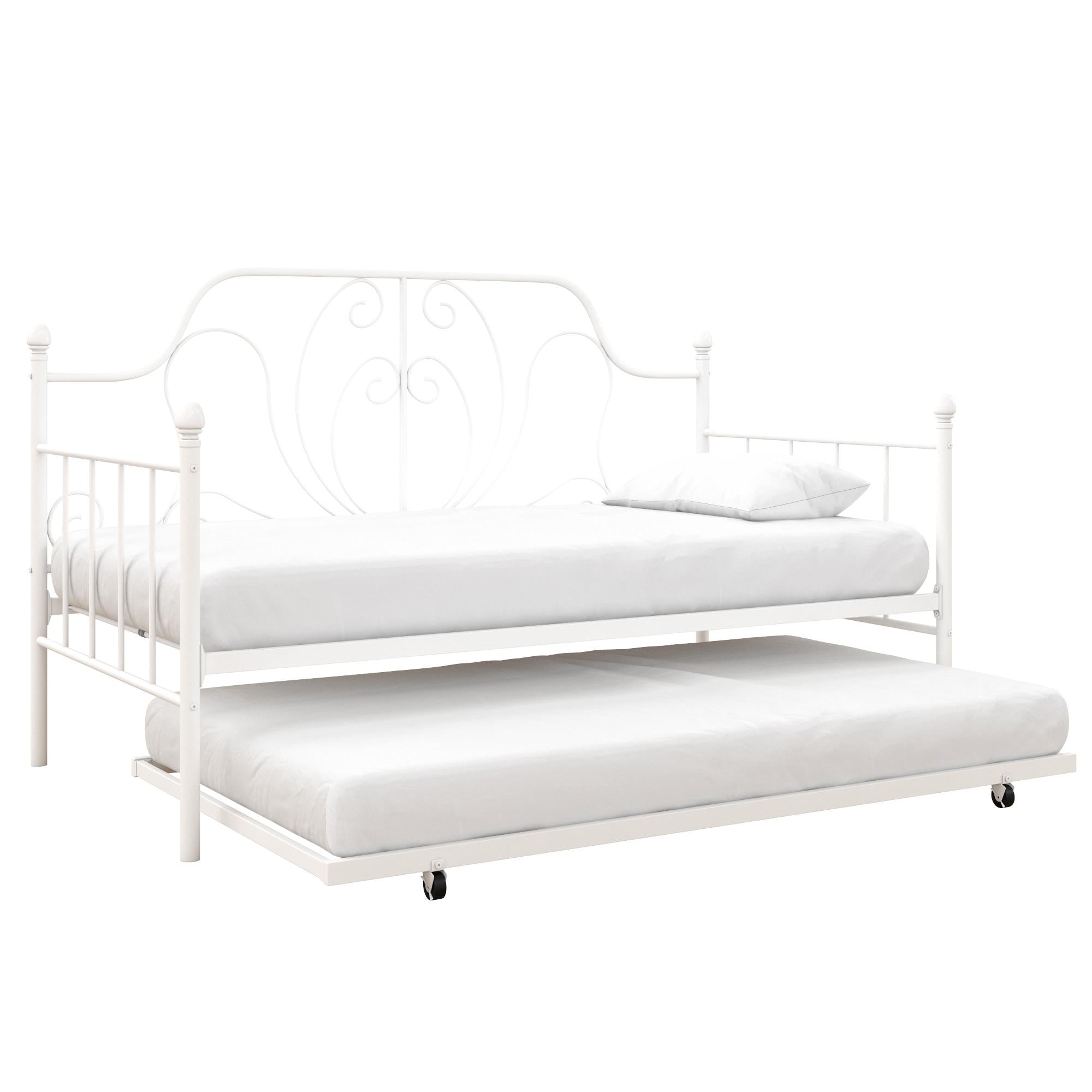 DHP Ivorie Metal Daybed with Trundle - White - Twin