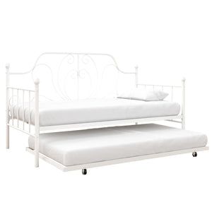 DHP Ivorie Metal Daybed with Trundle - White - Twin