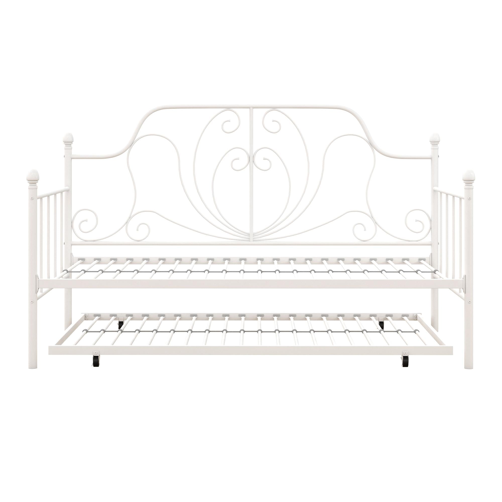 DHP Ivorie Metal Daybed with Trundle - White - Twin