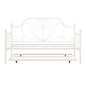 DHP Ivorie Metal Daybed with Trundle - White - Twin