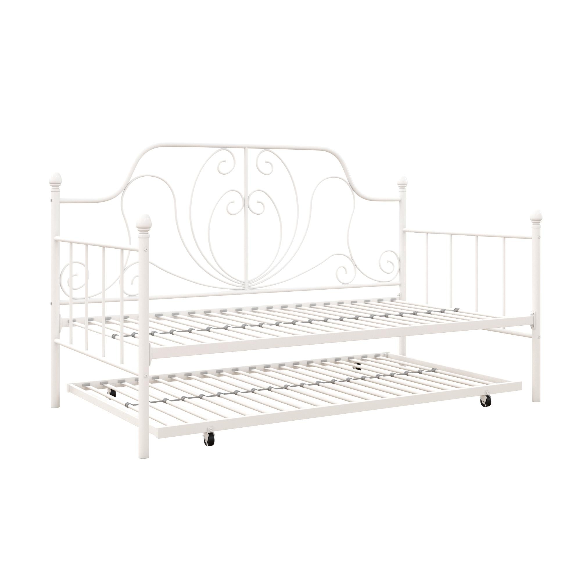 DHP Ivorie Metal Daybed with Trundle - White - Twin