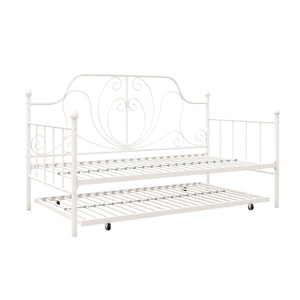DHP Ivorie Metal Daybed with Trundle - White - Twin
