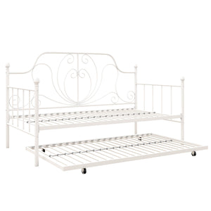 DHP Ivorie Metal Daybed with Trundle - White - Twin
