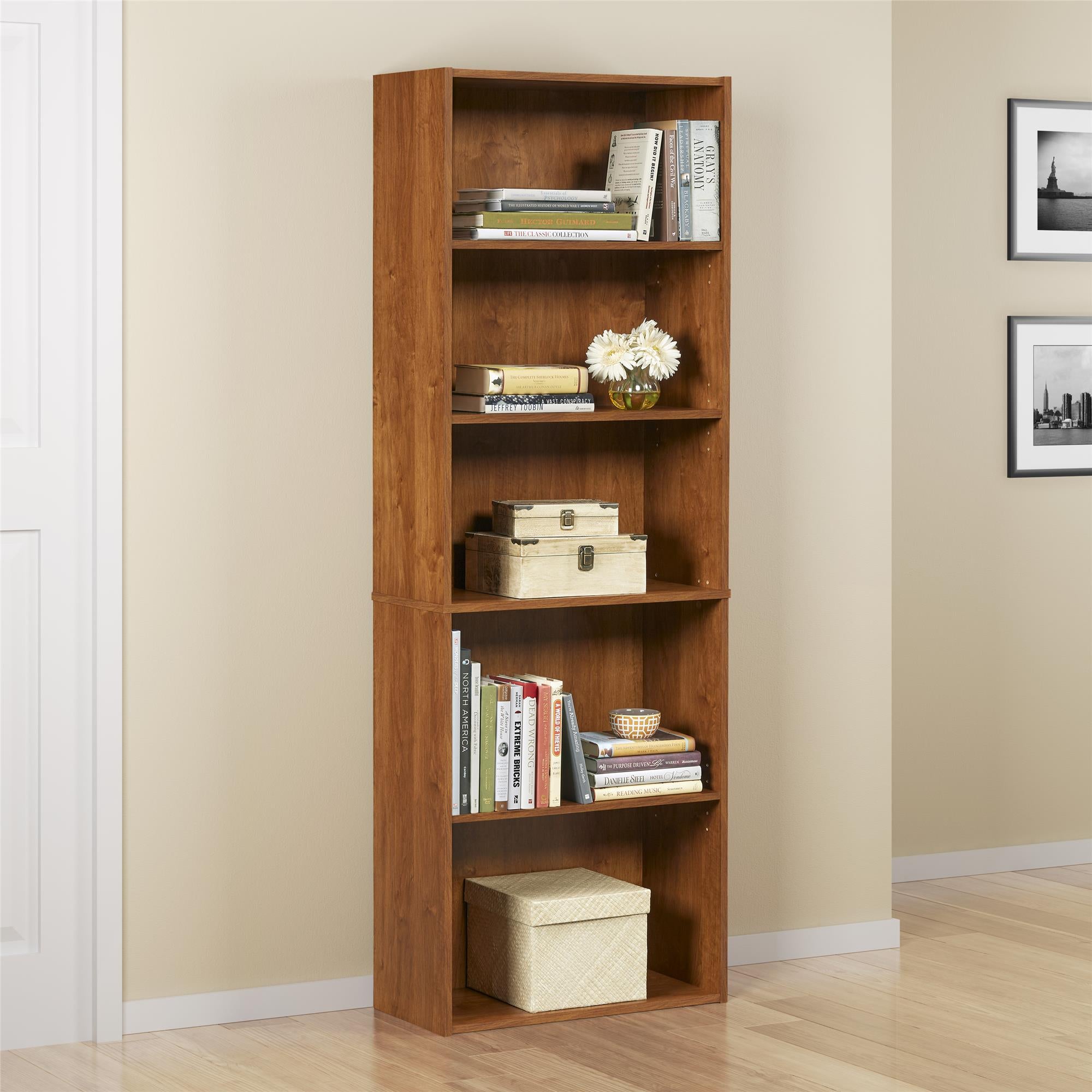 Ameriwood Home 5 Shelf Bookcase - Brown Oak