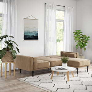 RealRooms Edison Sectional Futon Sofa Bed - Tan